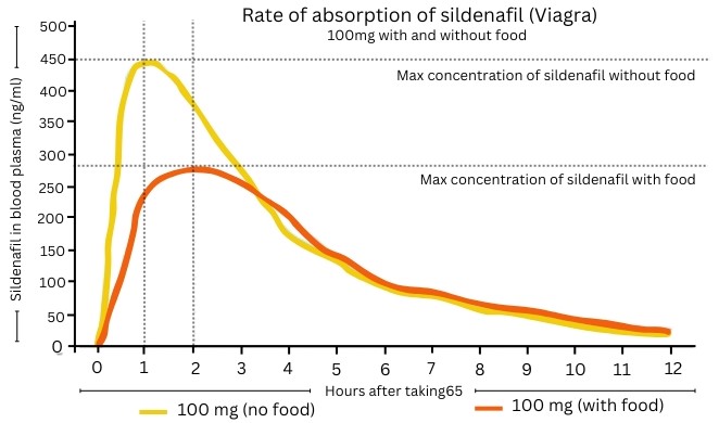 Rate of absorption of sildenafil (Viagra)